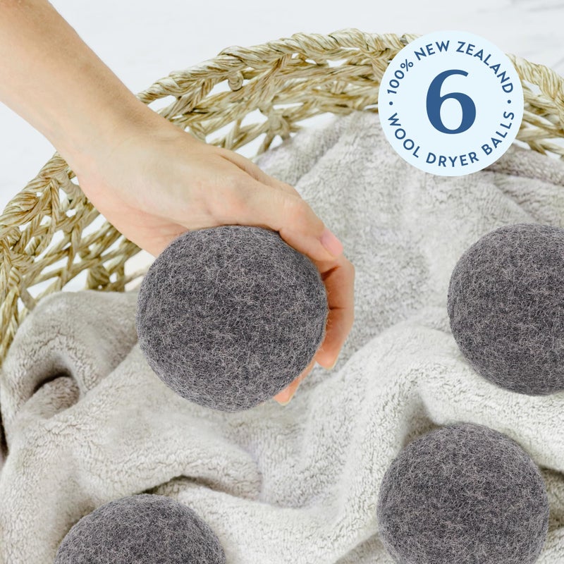ELYN Wool Dryer Balls 6-Pack - XL, 100% New Zealand Wool, Reusable and Handmade. Fragrance-Free, Natural Fabric & Laundry Softener, Reduce Wrinkles, Static and Drying Time (Grey) - Image 2